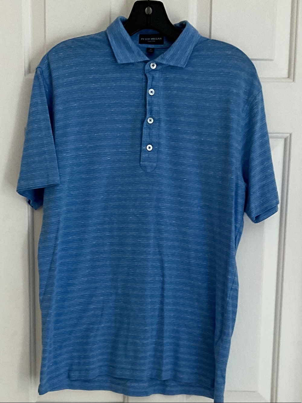 Peter Millar Heathered Blue Short-Sleeve Polo